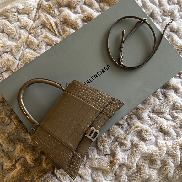 Balenciaga hourglass croc embossed leather bag - Picture 1 of 16
